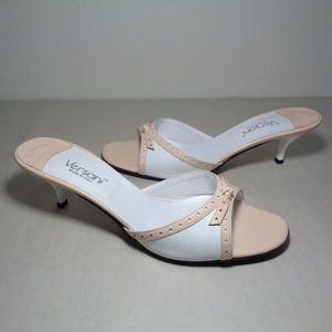 Versani Size 9.5 M BIANCO Rose White Leather Heeled Sandals New Women's Shoes